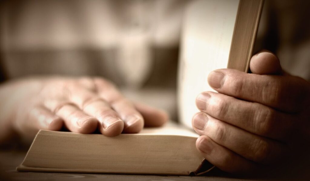 a book, read, hands